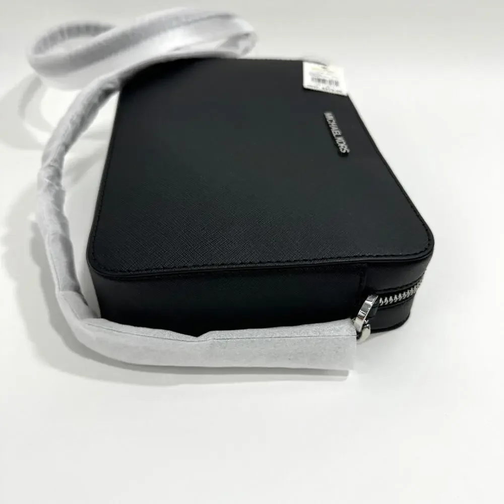 Michael Michael Kors Jet Set Black Large Saffiano Leather Crossbody Bag New - Picture 5 of 11